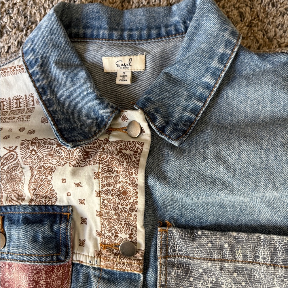 Easel Blue Jean Jacket with Patchwork Design - image 3